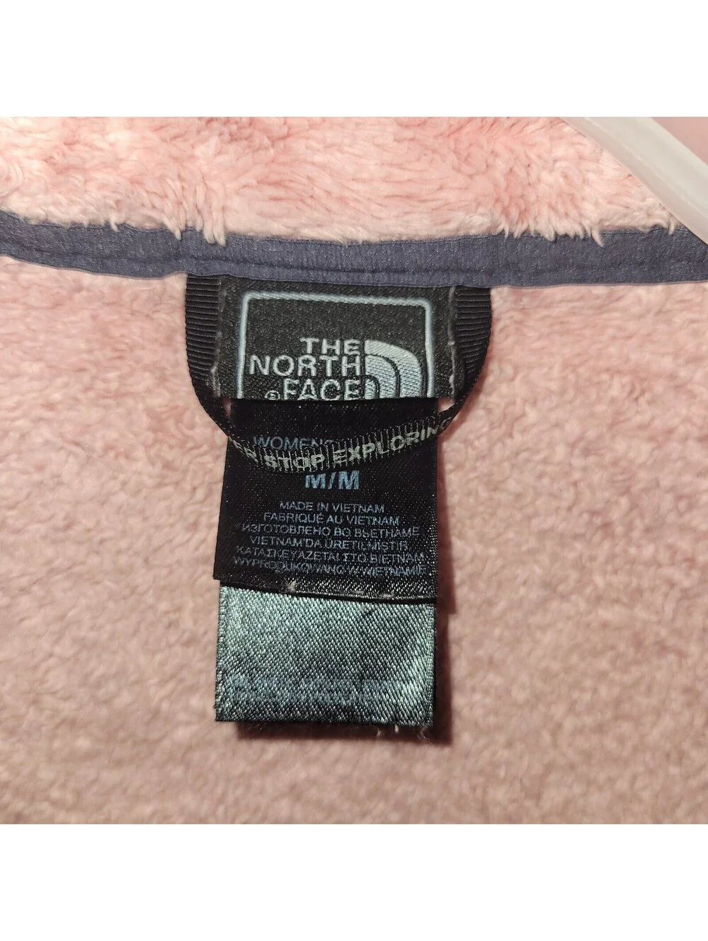The North Face Women's Pink Full Zip Fuzzy Fleece Jacket Coat Size M Medium Warm